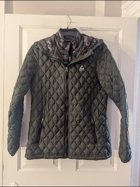 Reebok Black Olive Quilted Hooded Jacket